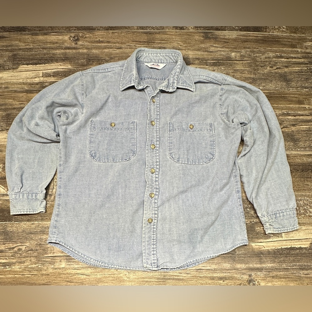 Vintage Dakota River Brother Chambray Shirt Made in USA Workwear Large GUC
